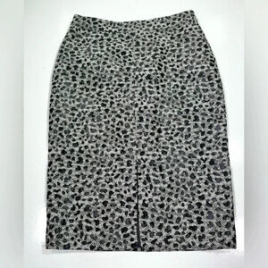 Etcetera Pencil Skirt Black Gray Animal Print NWT Women’s Size 6 Front Slit